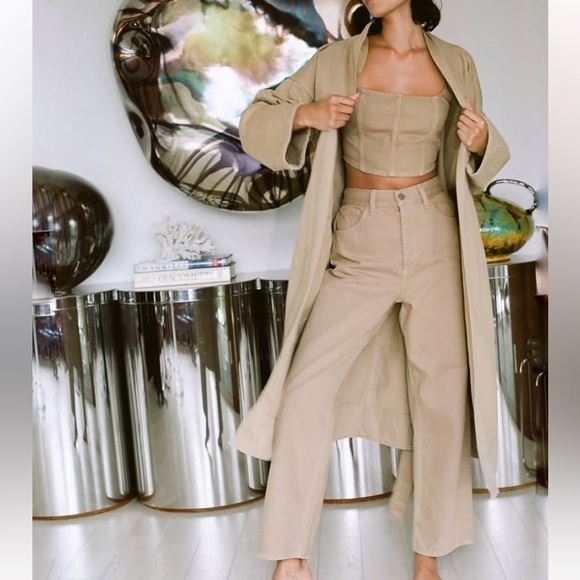 Mara Hoffman Amal Cropped Bustier Top 100% Cotton Sand NWT Size 10 - Picture 4 of 4